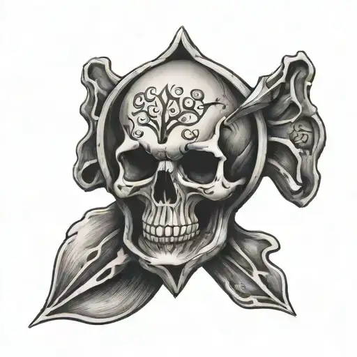 Hour Glass Skull Shape Hand With A Hart With Sand Puring On It