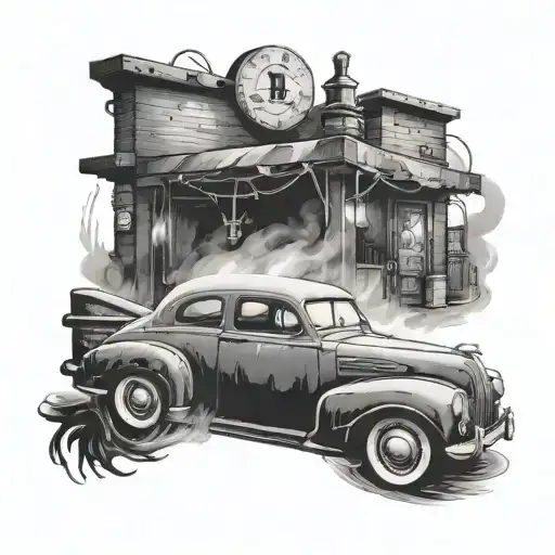 A Ghostly Car Wash With Spirits Cleaning A Vintage Vehicle