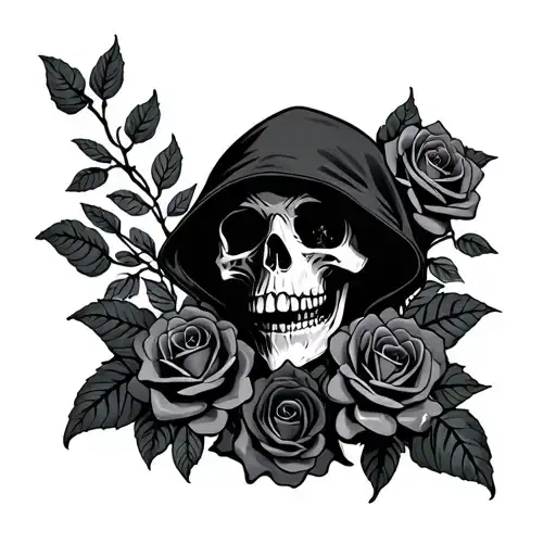 Skull Reaper And Roses Dark