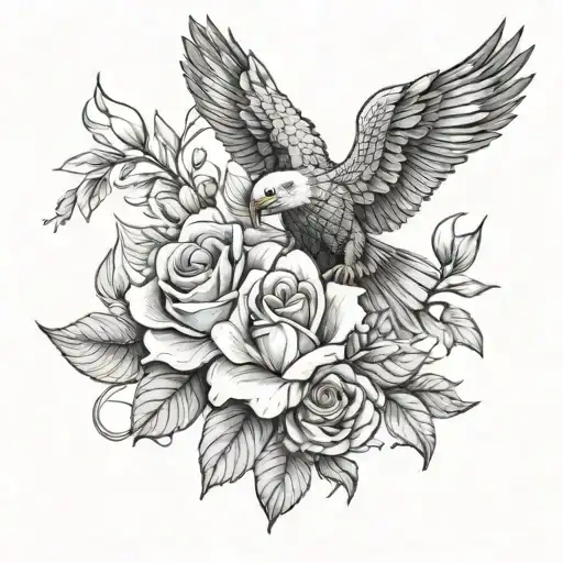 Magnolias Roses And Eagle Wings