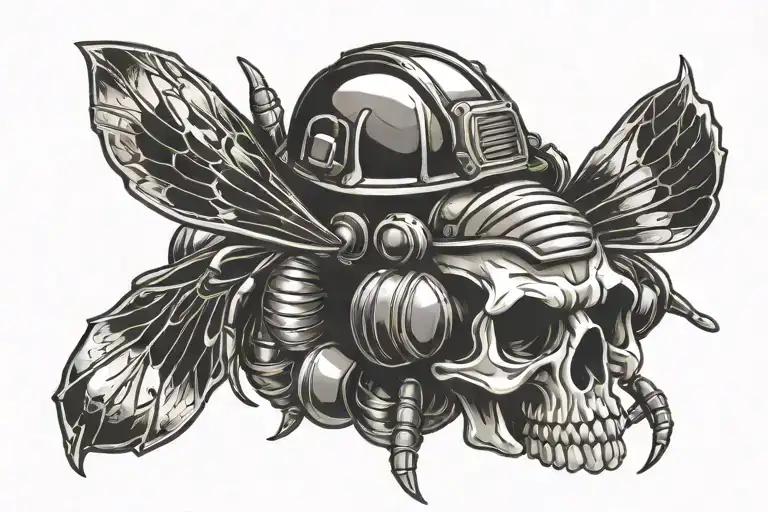 Hard Hat Skull Construction Worker Bee Surrounded