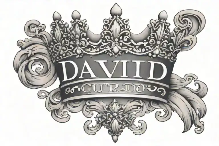 The Name David Cursive Writing And A Kings Crown For A Female Neck Symbol Love