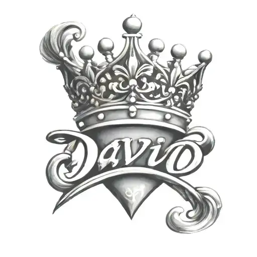 The Name David Cursive Writing And A Kings Crown For A Female Neck Symbol Love