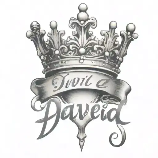 The Name David Cursive Writing And A Kings Crown For A Female Neck Symbol Love