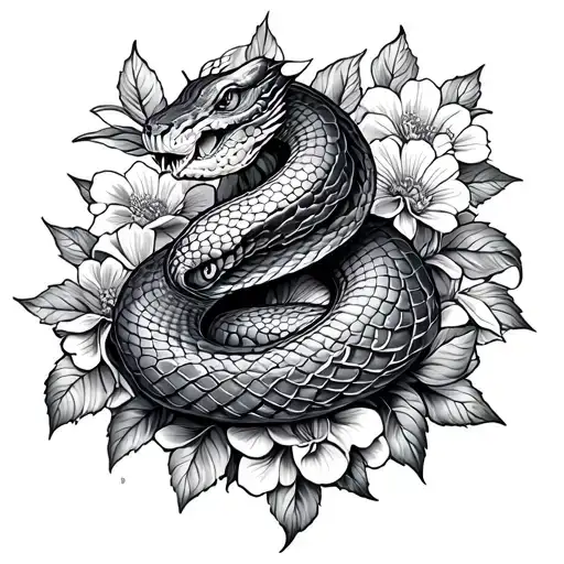 Snake Floral Design Hip