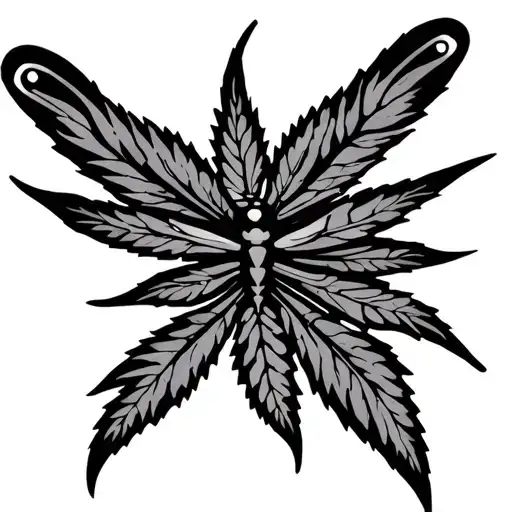 Warrior Dragonfly Tribal Marijuana Leaves