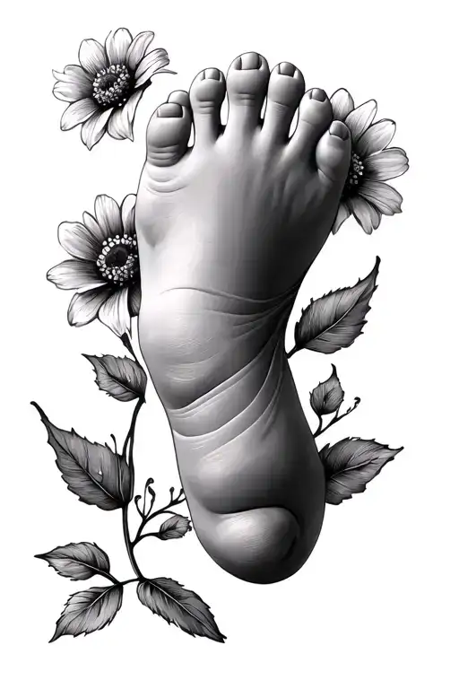 Baby Feet With September Flowers