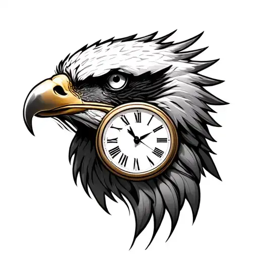 Eagle Face And Half Clock