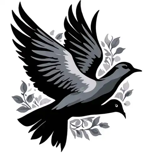 Dove Bird Silhouette Top Surrounded