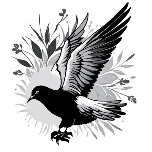 Dove Bird Silhouette Top View