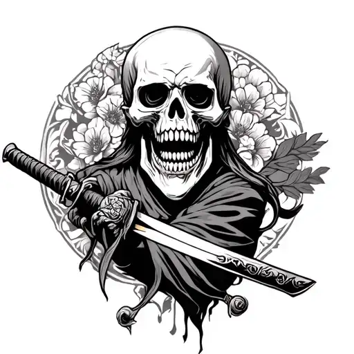 Corpse With Katana In Hand And Peach