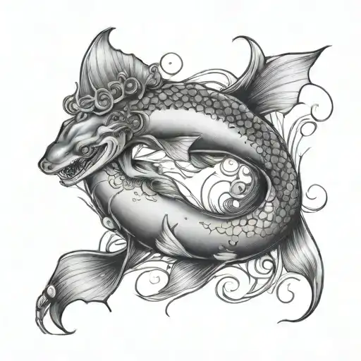 Mermaid Shark Octopus In The Ocean