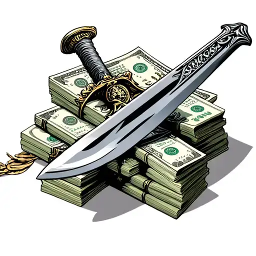 Sword Through Stack Of Cash