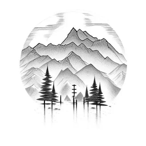 Mountain Scene With Water Feature