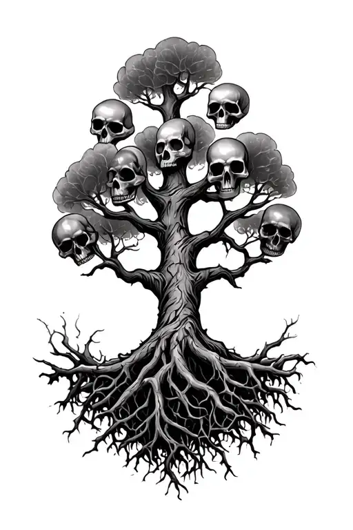 Tree Of Life With Skulls In The Roots