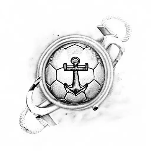 Brazil And English Flag Mixed With A Soccer Ball And Hockey Sticks With A Anchor