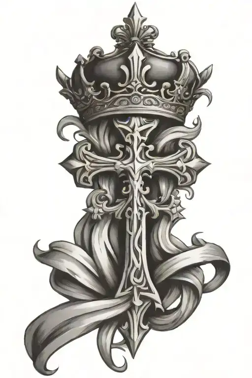 Christian Cross With Crown
