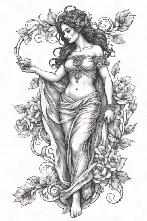 Persephone Greek Goddess Fully Body Pretty Faced