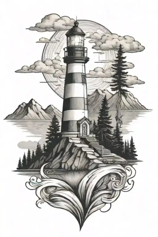 Lighthouse And Colorado Mountains And Trees