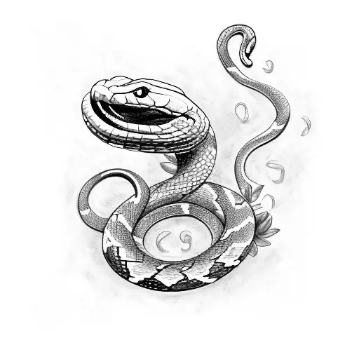 Snake With Flowers Wrapped Around Forearm