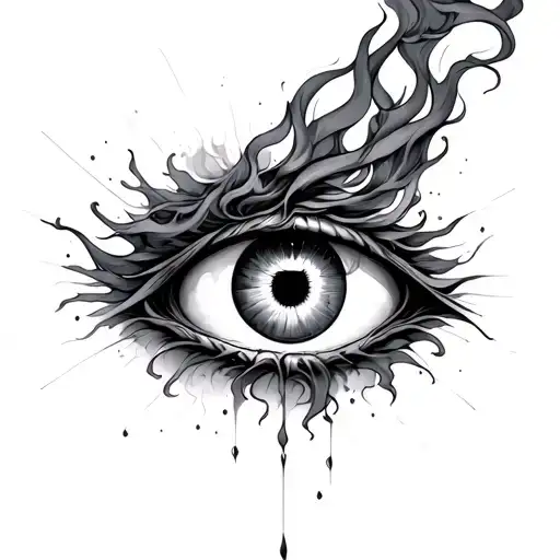 Smoke And Ethereal Winds On Forearm Coming Out Of An Evil Eye On The Wrist