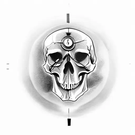 Half Skull With Clock With The Words Pulvis Et Umbra Sumas