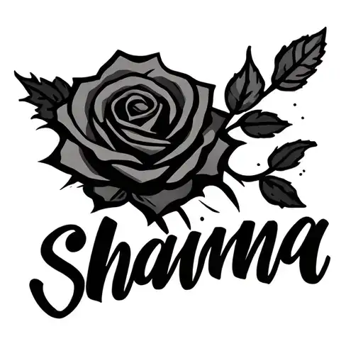 Rose And First Name Shanna Bubble Letters