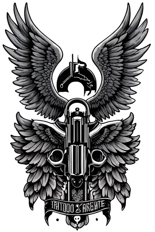 Gun With Wings Spread Wide