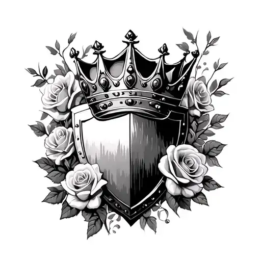 Princess Crown Wreathed By Roses On A Shield