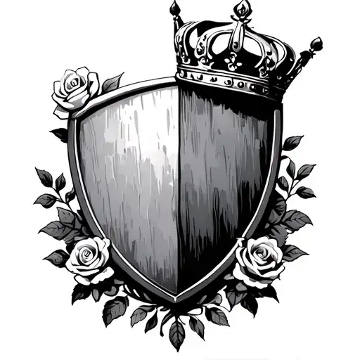 Princess Crown Wreathed By Roses On A Shield