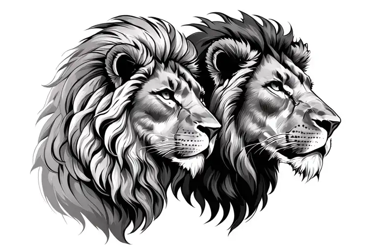 Sketch Art Lion Heads