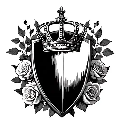Princess Crown Wreathed By Roses On A Shield