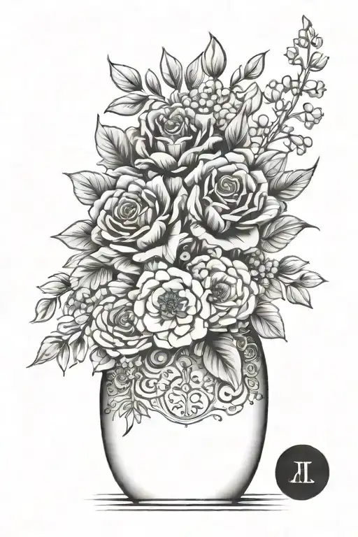 Rectangular Floral Vase Full Of Flowers