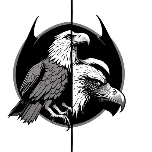 Oak On One Side Of Which A Bat On The Other Eagle