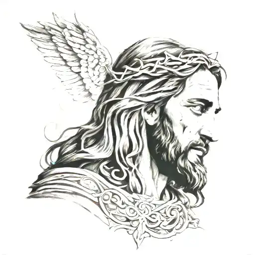 A Portrait Of Jesus With A Background Of Proverbs Verses