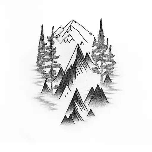 Arm Sleeve With Binary On Upper Arm Fading Into A Mountain And Lake Scene On The Forearm