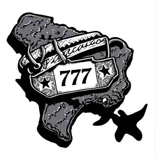Texas With A Live Stock Tag Inside The Tag Have 777 And The Tag At The Pan Handle