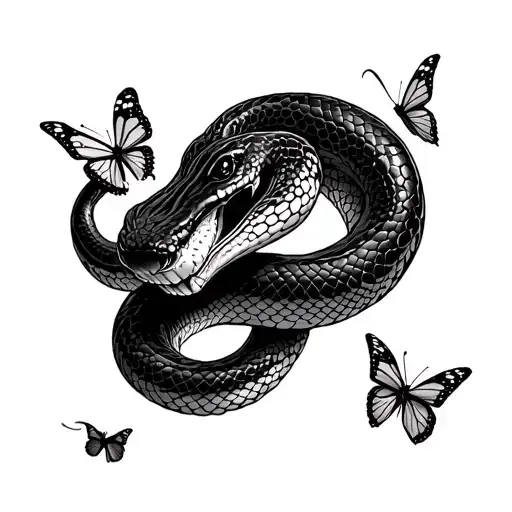 I Want A Snake That Eats Itself And There's Butterflies Around It