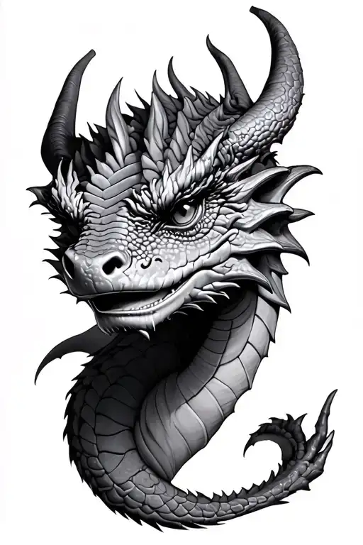 Realistic Baby Dragon Face Down Holdinf Forearm