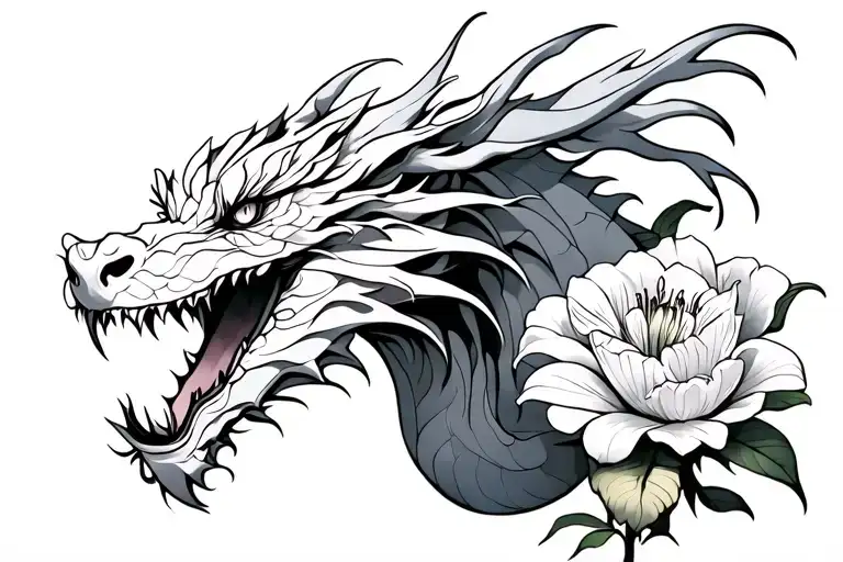 White Dragon With Carnations Iris Lily