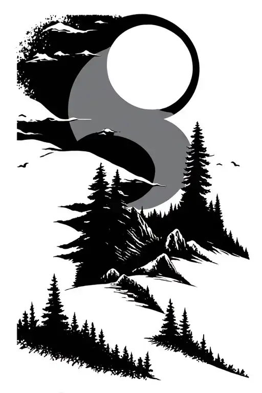 Wood Moon Trail Mountain Landscape