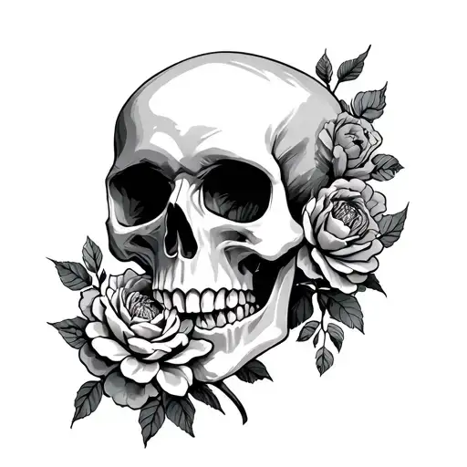 Skull And Carnations