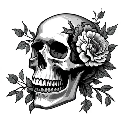 Brain Skull And Carnations