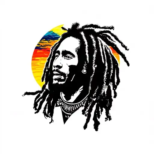 Bob Marley With Van Gogh Sunset Colorful