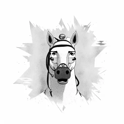A Portrait Of Bojack Horseman With A Shattered Mirror Effect