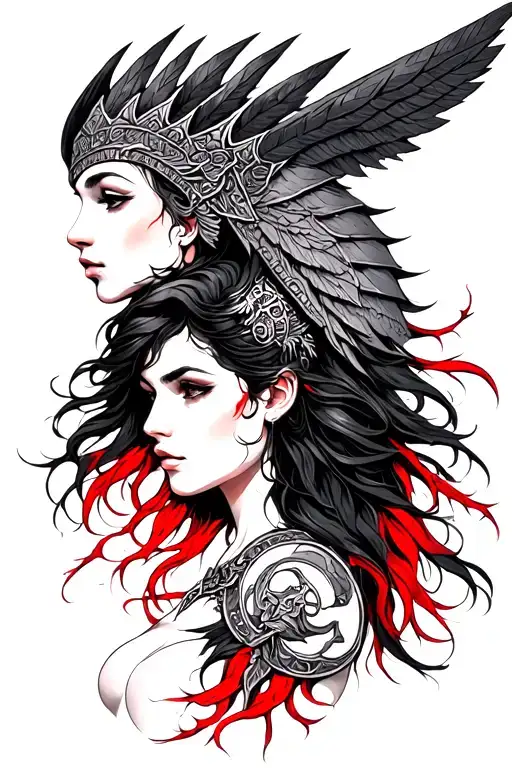 Valkyrie With Black Hair Roots And Red Tips