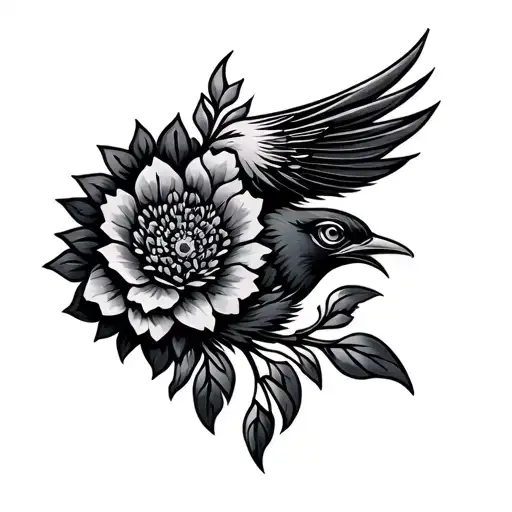 Nordic Viking Bird Flower