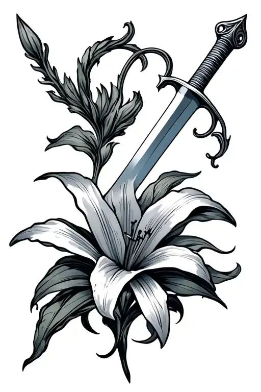Sword And Lily Flower
