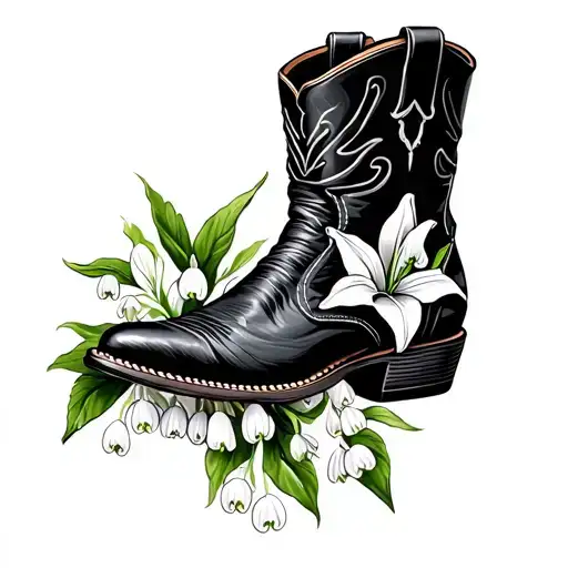 Cowboy Boot With Lilly Of The Valley Flowere