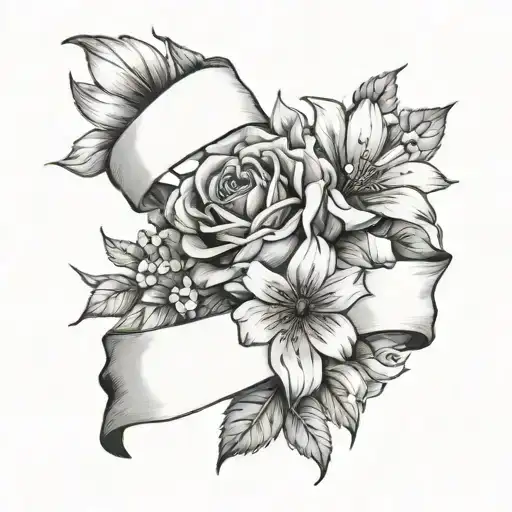 Birth Month Flower With Banner Wrapped